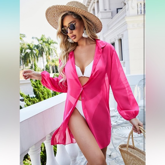 ⭐️ Pink Sheer Swim Cover-Up - Picture 5 of 6